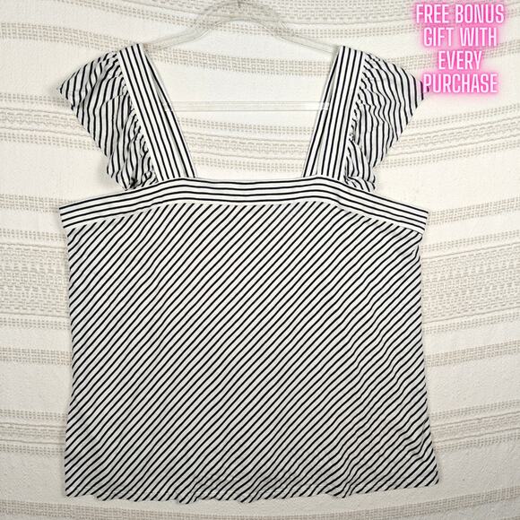 LOFT Navy White Striped Sleeveless Tank Top Women’s XL - Picture 1 of 7